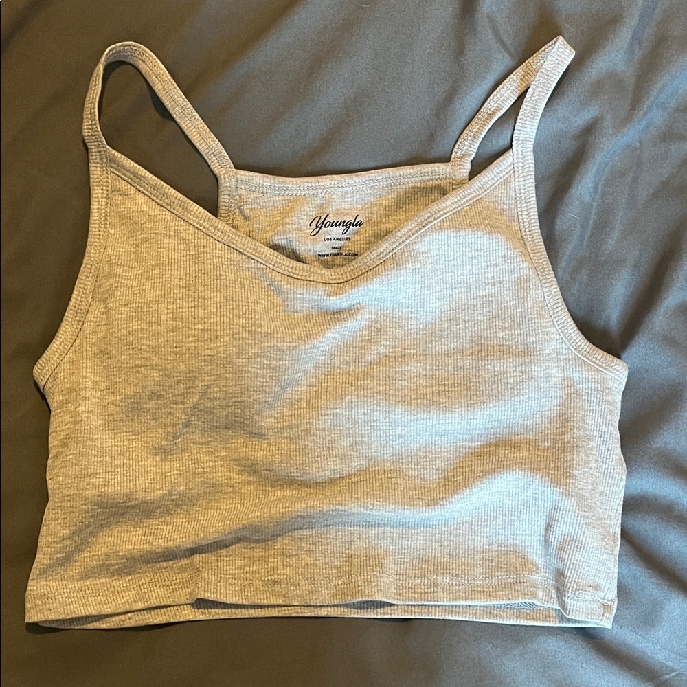YoungLA Light Gray Ribbed Crop Top